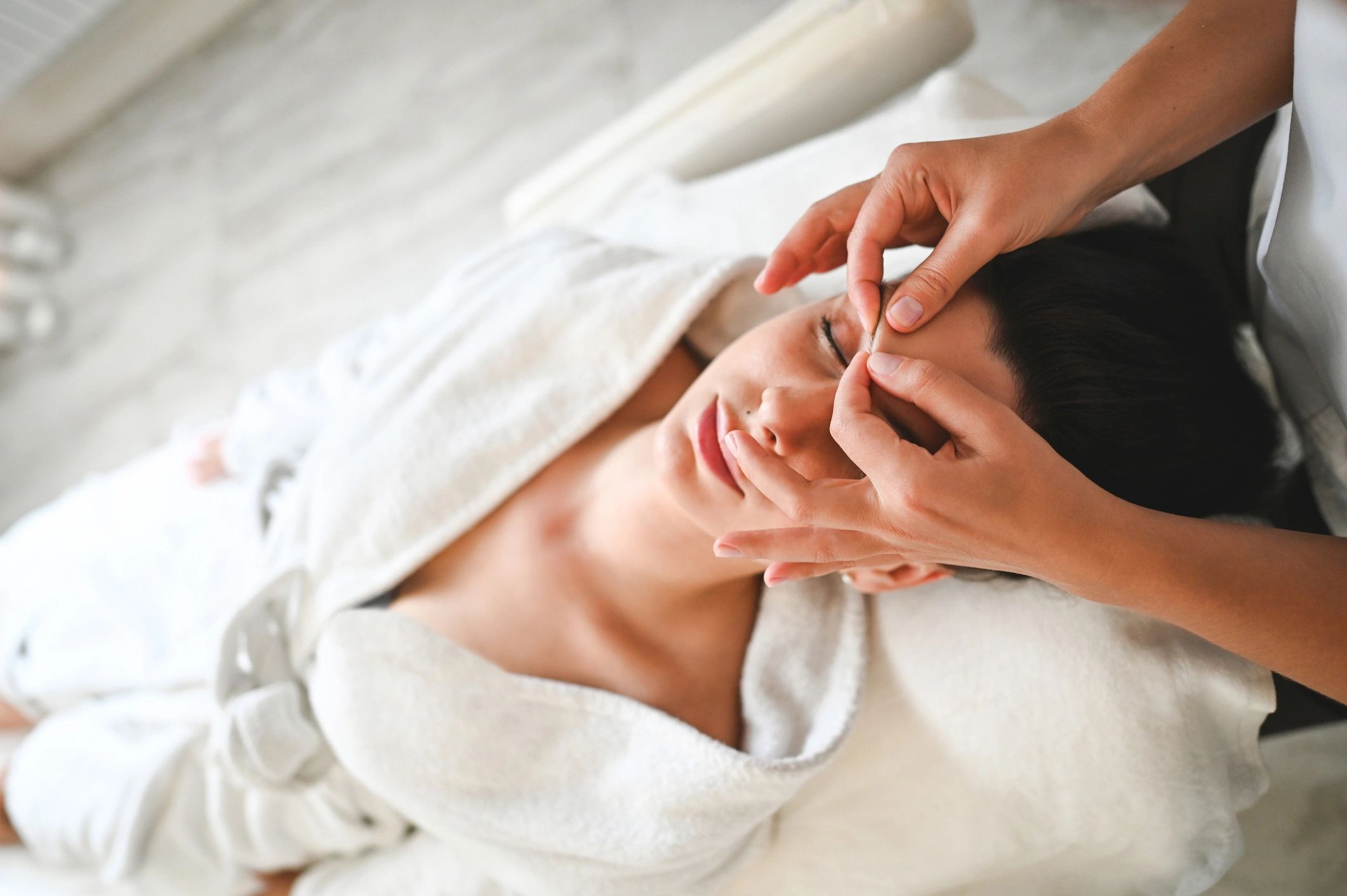 Luxury spa facial massage treatment in progress